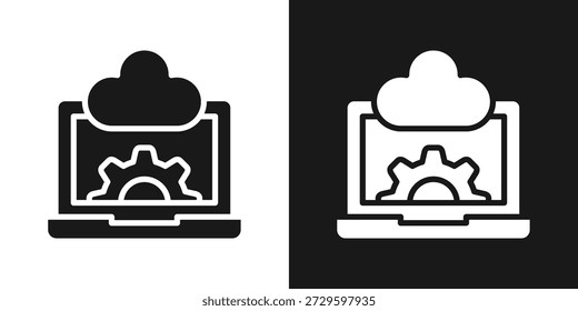 Cloud Settings Icon In Black And White Glyph Style