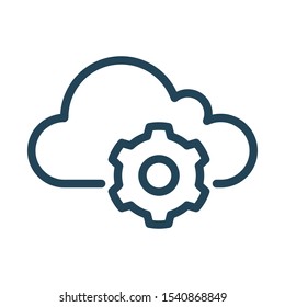 Cloud settings icon. Cloud Computing Icon. Simple outline icon style. Perfect symmetrical.