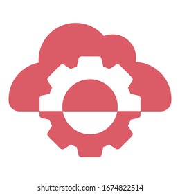 Cloud Settings Icon in Flat Color.