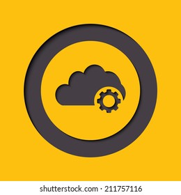 Cloud settings icon in flat style