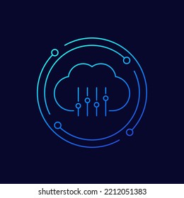 Cloud settings icon, linear design
