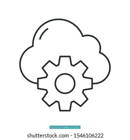 Cloud settings icon vector illustration logo template for many purpose. Isolated on white background.