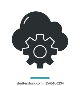 Cloud settings icon vector illustration logo template for many purpose. Isolated on white background.