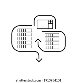 Cloud sever hosting flat line backup download icon vector background