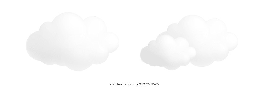 Cloud shape 3d cartoon illustration over transparent