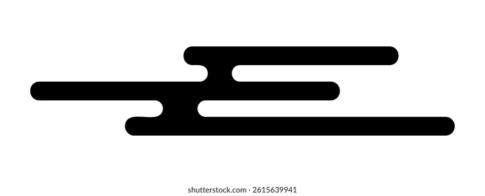Cloud shape in Asian oriental style. Traditional Japanese, Korean or Chinese ornament. Abstract wind silhouette isolated on white background. Vector graphic illustration.