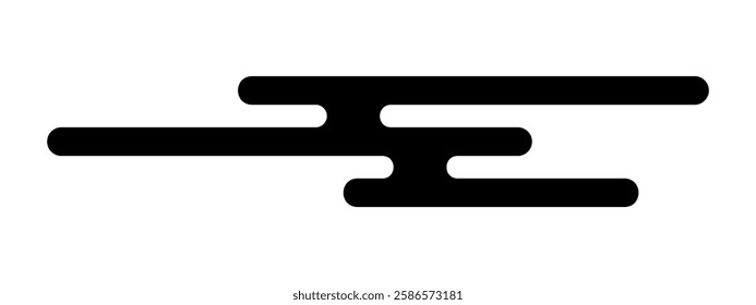 Cloud shape in Asian style. Traditional Japanese, Korean or Chinese ornament. Simple oriental wind form isolated on white background. Vector graphic illustration.