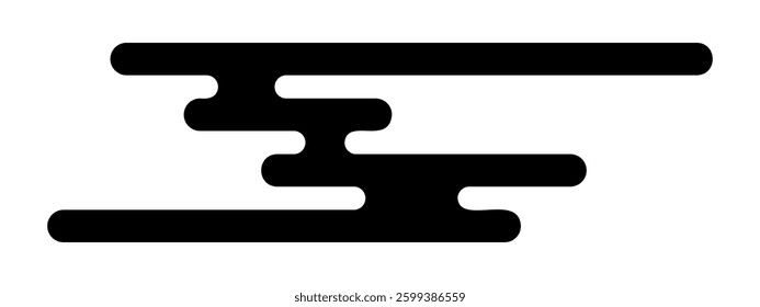 Cloud shape in Asian style. Traditional oriental ornament. Simple abstract wind or water form isolated on white background. Vector graphic illustration.