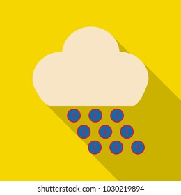 Cloud in shape of bag and coins sign. Business concept. Vector illustration.