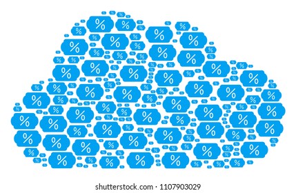 Cloud shape constructed from discount tag objects in different sizes. Abstract vector web representaion. Discount tag icons are grouped into cloud shape.