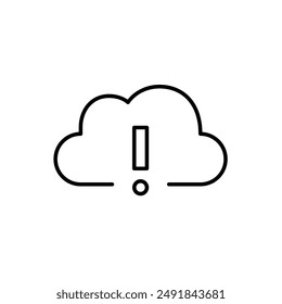 Cloud shape with exclamation mark. Danger alerts or security notification, important update with remote storage services. Pixel perfect vector icon 