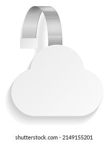 Cloud shape hanging dangler. Blank wobbler mockup