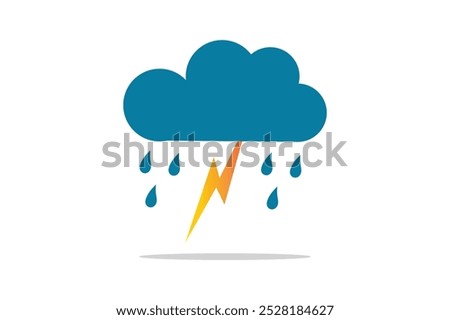 cloud shape icon, simple outline cloud design, Outline cartoon 
flat style clouds icon collection. Weather forecast logo symbol. 
Vector illustration image. Isolated on white background.
Rain and ligh