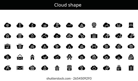 Ícone de Forma de Nuvem: Tempo, Computação em Nuvem e Armazenamento Digital Símbolo Preto Sólido