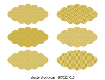Cloud shape icons set. Japanese traditional pattern design. Vector illustration. 