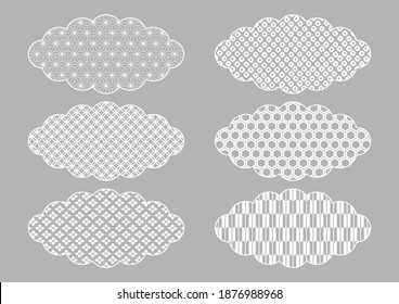 Conjunto de iconos de forma de nube. Diseño de patrones tradicionales japoneses. Ilustración vectorial. 