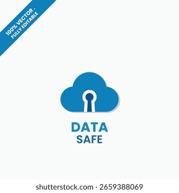 Cloud shape with a keyhole in the center, perfect for illustrating cloud security, online storage safety, data protection, and encrypted cloud platforms.