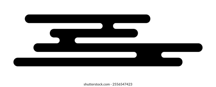 Cloud shape in oriental style. Traditional Asian ornament. Simple abstract wind print isolated on white background. Vector graphic illustration.