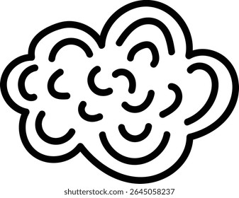 Forma de nuvem com linhas em forma de desenho animado em negrito. O design apresenta curvas de loop formando um padrão de nuvem dinâmica. Ilustração de vetor de desenhos animados.