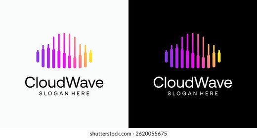 Cloud shape sound wave vector logo design with modern, simple, clean and abstract style. Icon for business, sound, entertainment and personal branding.