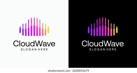 Cloud shape sound wave vector logo design with modern, simple, clean and abstract style. Icon for business, sound, entertainment and personal branding.