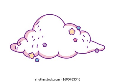 Forma de nube con diseño de estrellas, cielo meteorológico y naturaleza época nublada climática y temática meteorológica Ilustración vectorial