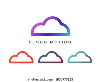 Cloud Shape Stroke Line Gradient Logo Design Vector Template with Different Color Combinations