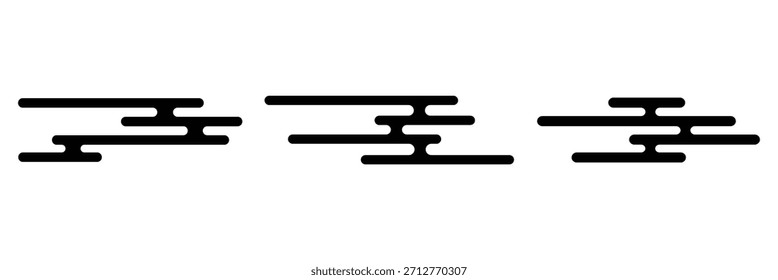 Cloud shape in traditional oriental style. Japanese, Korean, Thailand or Chinese ornament. Simple abstract windy form isolated on white background. Vector graphic illustration. 