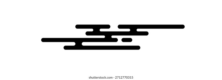 Cloud shape in traditional oriental style. Japanese, Korean, Thailand or Chinese ornament. Simple abstract windy form isolated on white background. Vector graphic illustration. 