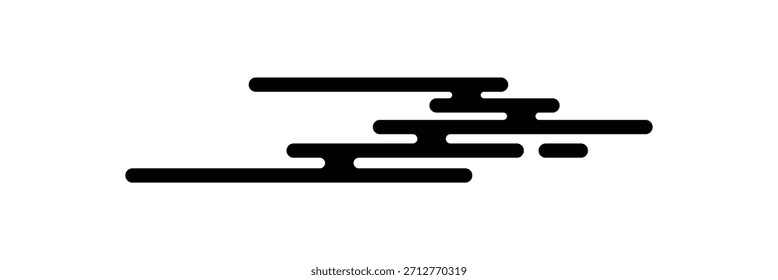 Forma de nuvem em estilo oriental tradicional. Ornamento japonês, coreano, tailandês ou chinês. Forma ventosa abstrata simples isolada sobre fundo branco. Ilustração gráfica vetorial. 