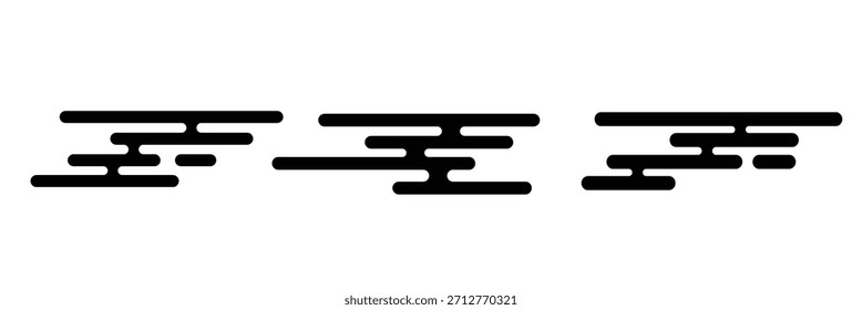 Wolkenform im traditionellen orientalischen Stil. japanische, koreanische, thailändische oder chinesische Ornamente. Einfache abstrakte, windige Form einzeln auf weißem Hintergrund. Vektorgrafik. 
