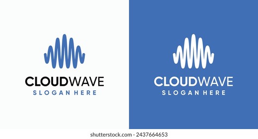 Cloud shape wave line vector logo design with modern, simple, clean and abstract style.