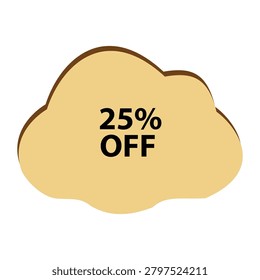 Cloud shaped icon with twenty five percent off text