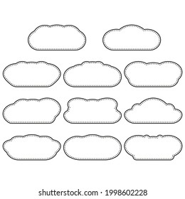 Cloud shaped pillow template design. Pattern ideas for sewing couch and bed throw decorative pillows. Vector simple drawing layout on white background.  