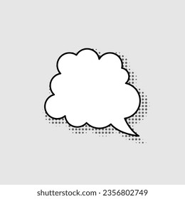 Cloud shaped speech bubble isolated on gray background. Template for comics, cartoon, web design. Vector flat illustration.