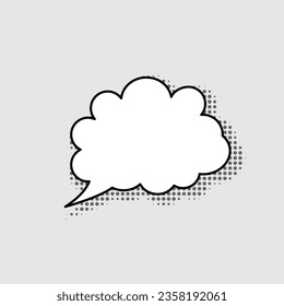 Cloud shaped speech bubble isolated on gray background. Template for comics, cartoon, web design. Vector flat illustration.