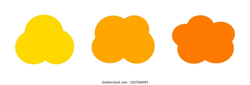 Cloud shapes banners in orange and yellow colors. Flat design vector illustration.