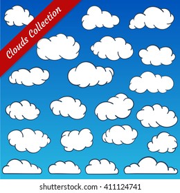 Cloud shapes collection. Cartoon Cloud contours set. 