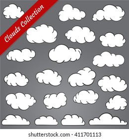 Cloud shapes collection. Cartoon Cloud contours set. 