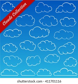 Cloud shapes collection. Cartoon Cloud contours set. 