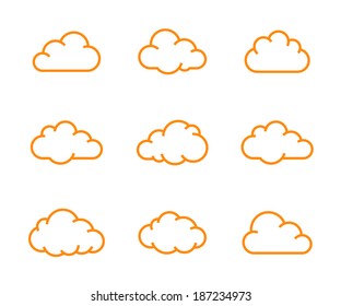 Cloud shapes collection. Cloud icons for cloud computing app. Vector illustration