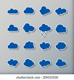 Cloud shapes collection. Cloud icons for cloud computing web and app.  Vector illustration.