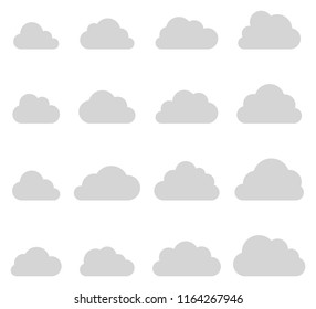 Cloud shapes collection on white background