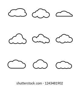 cloud shapes collection on white background - stock illustration