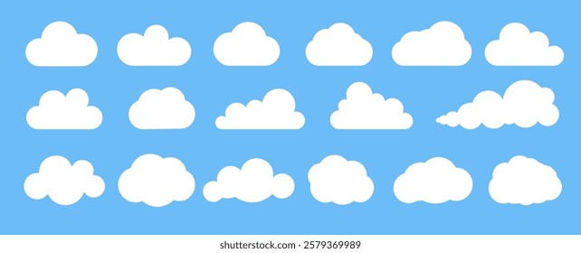 Cloud shapes collections isolated. Vector set of cartoon clouds in flat design.

