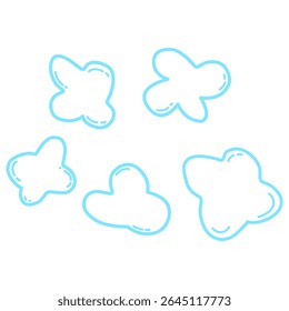 cloud shapes in light blue outline on a white background. The playful and organic forms are ideal for kids' designs, pattern creation, or decorative illustrations.