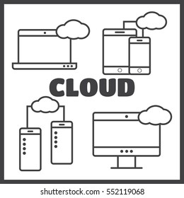Cloud shapes set, cloud icons for computing, app