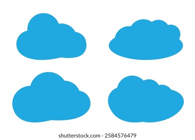  cloud shapes vector icon set illustration isolated on white background. clouds in blue sky and cartoon white puffy art work.