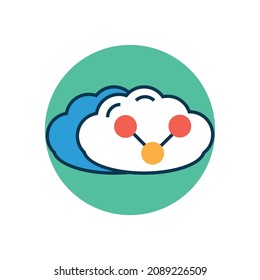 Cloud Share Color Fill Vector Icon

