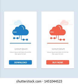 Cloud, Share, Computing, Network  Blue and Red Download and Buy Now web Widget Card Template